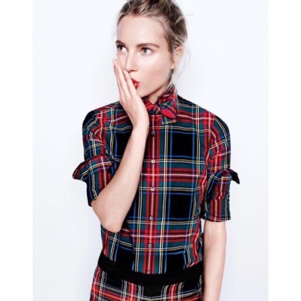 J.Crew Womens 4 Tall Multicolor Tartan Plaid Shirt